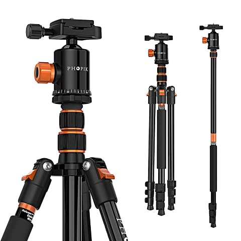 PHOPIK 77 Camera Tripod Travel Tripod for DSLR Professional Tripod with 360 Degree Ball Head Camera Tripods Monopods