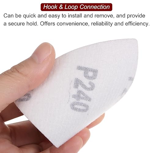 Vista 33 de HARFINGTON 60 piezas de lija triangulares de gancho y bucle 320/400/600/800/1000/1200 granos de 3-1/8 pulgadas, almohadillas de lijado de óxido