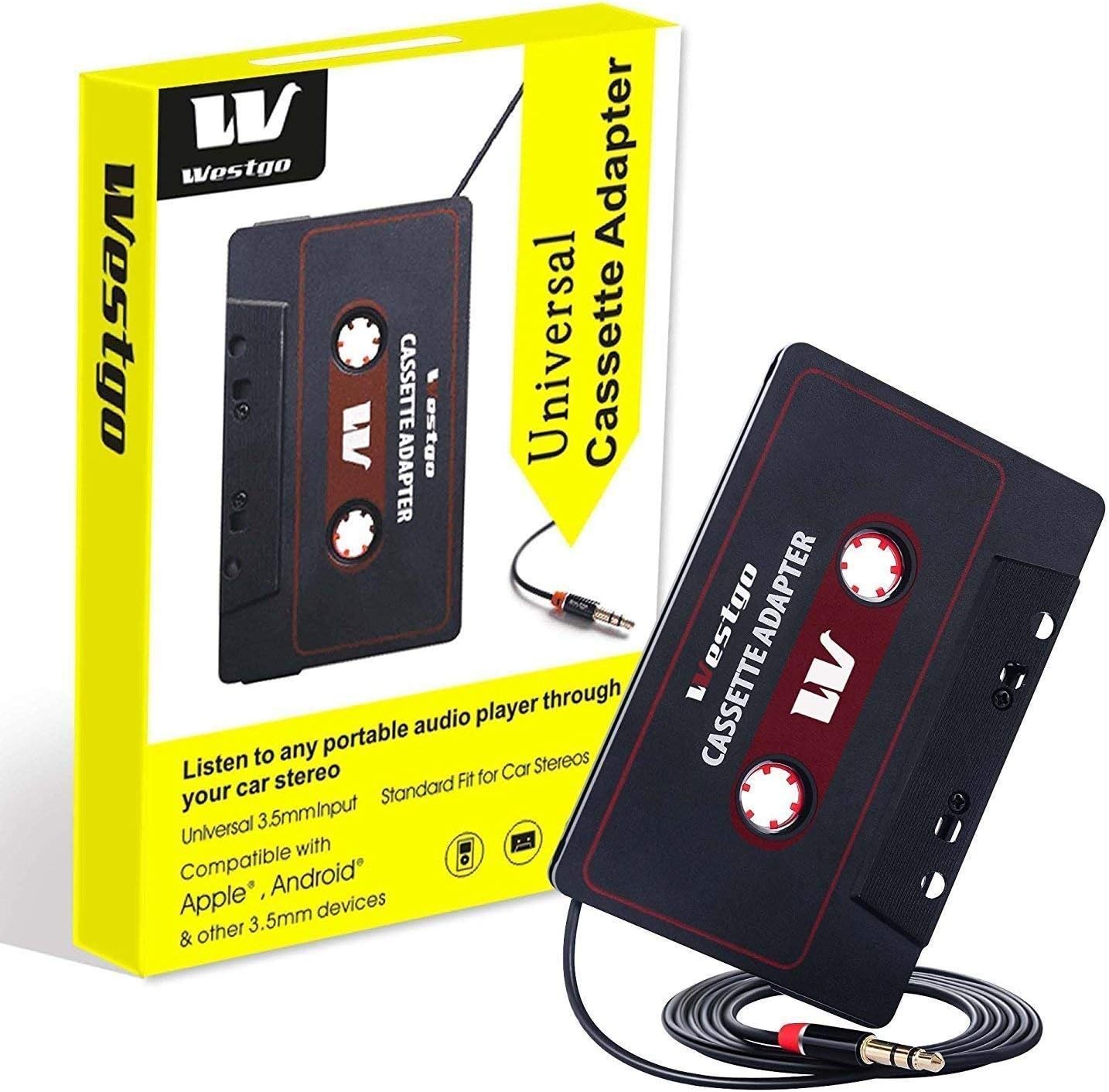 Westgo Audio Aux Cassette Adapter - Retro and Vintage Experience Sound, Balanced Audio, Compatible with MP3 Players and Cellular Phones