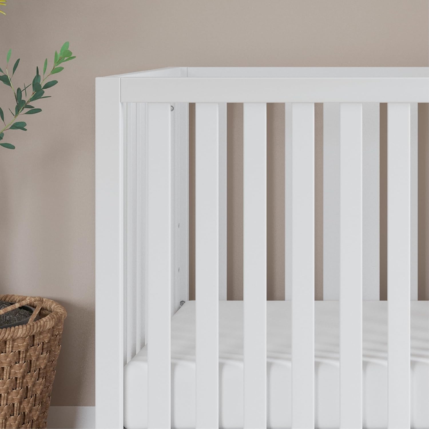 Child Craft SOHO 4-in-1 Convertible Crib, Baby Crib Converts to Day Bed, Toddler Bed and Full Size Bed, 3 Adjustable Mattress Positions, Non-Toxic, Baby Safe Finish (White/Natural)