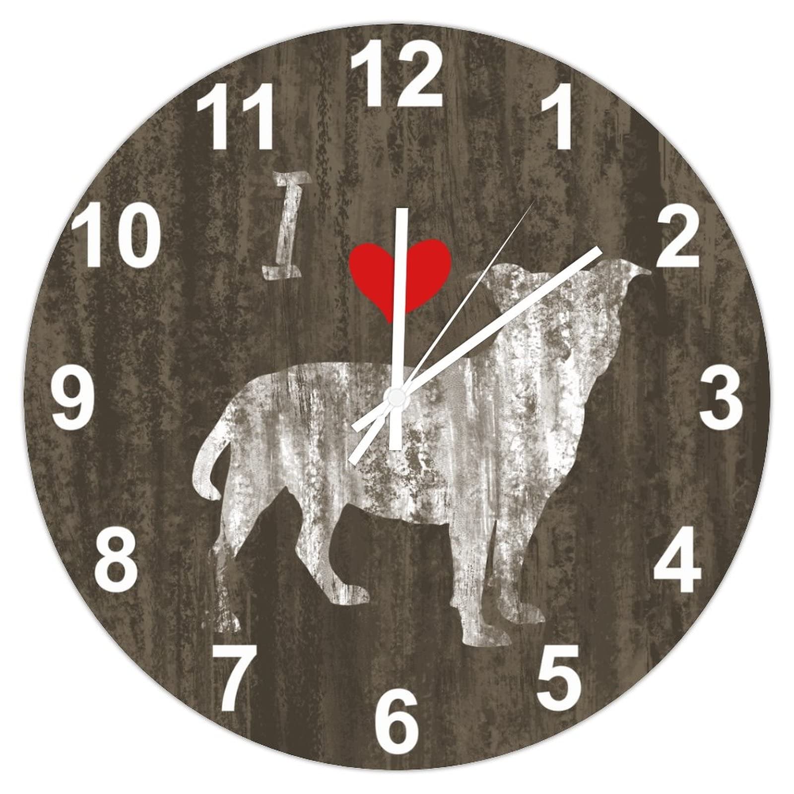 Horloge murale silencieuse Bull Terrier fini le tic-tac stressant grand cadran pour maman