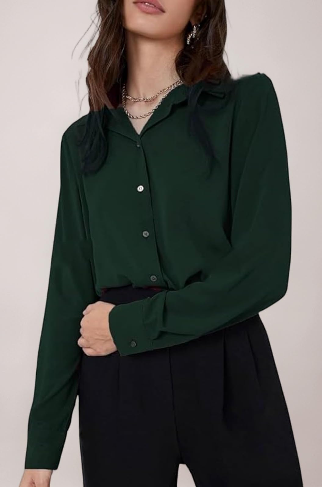 GRECIILOOKS Women's Rayon Oversized Fit Crop Top Korean Style Long Sleeve Oversized Button Down| Workwear Top for Office & Casual Wear (Available in Plus Size)