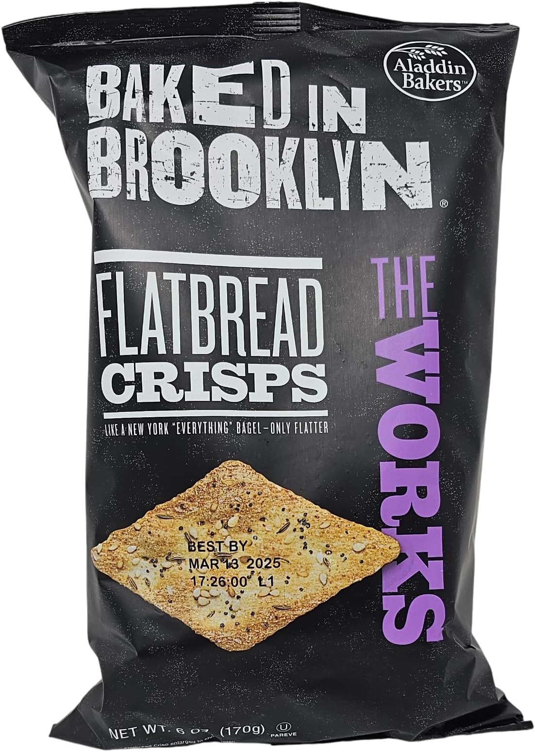 Baked In Brooklyn Flatbread Crisps,The Works, 6 Ounce