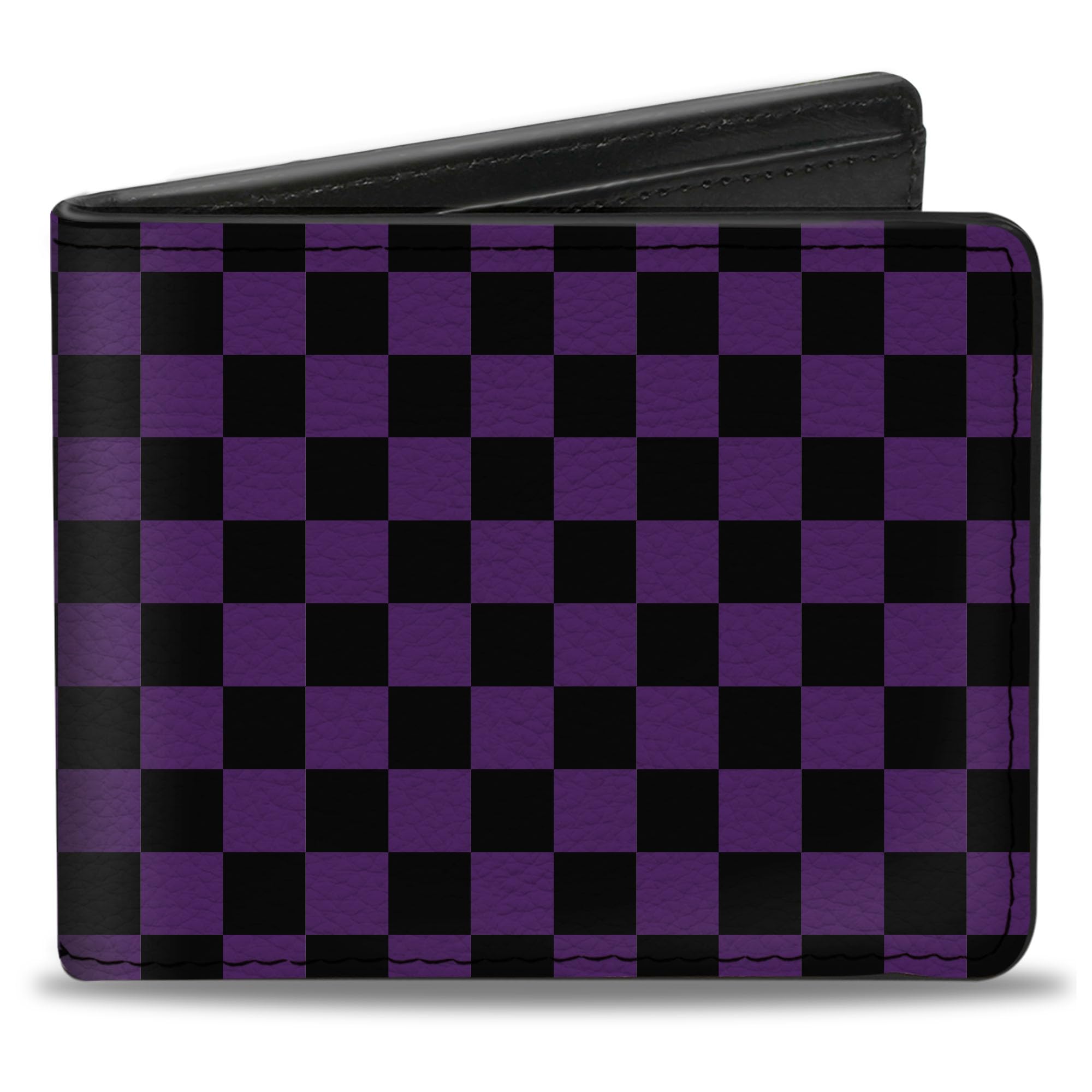 Buckle-Down Men's Wallet, Bifold, Checker Black Purple, Vegan Leather, Multi, 4.0