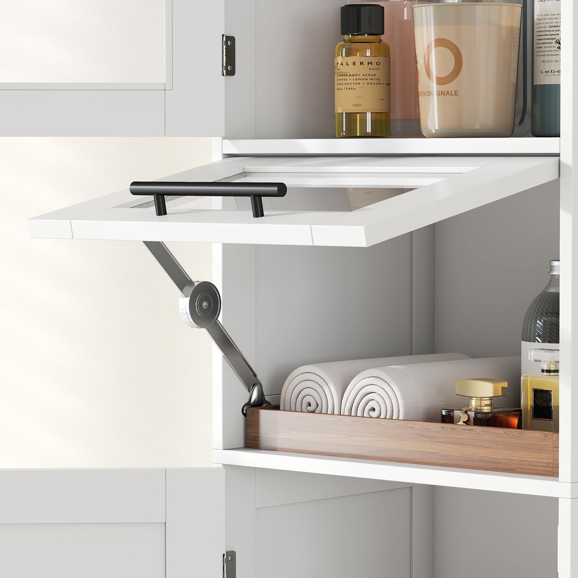 HOMCOM Armario de Baño Alto de Pie con Puerta Vidrio 40x31x170 cm Blanco | Mueble Auxiliar de Baño, Estantes Ajustables, Cajón, Columna Estrecha para Espacios Pequeños