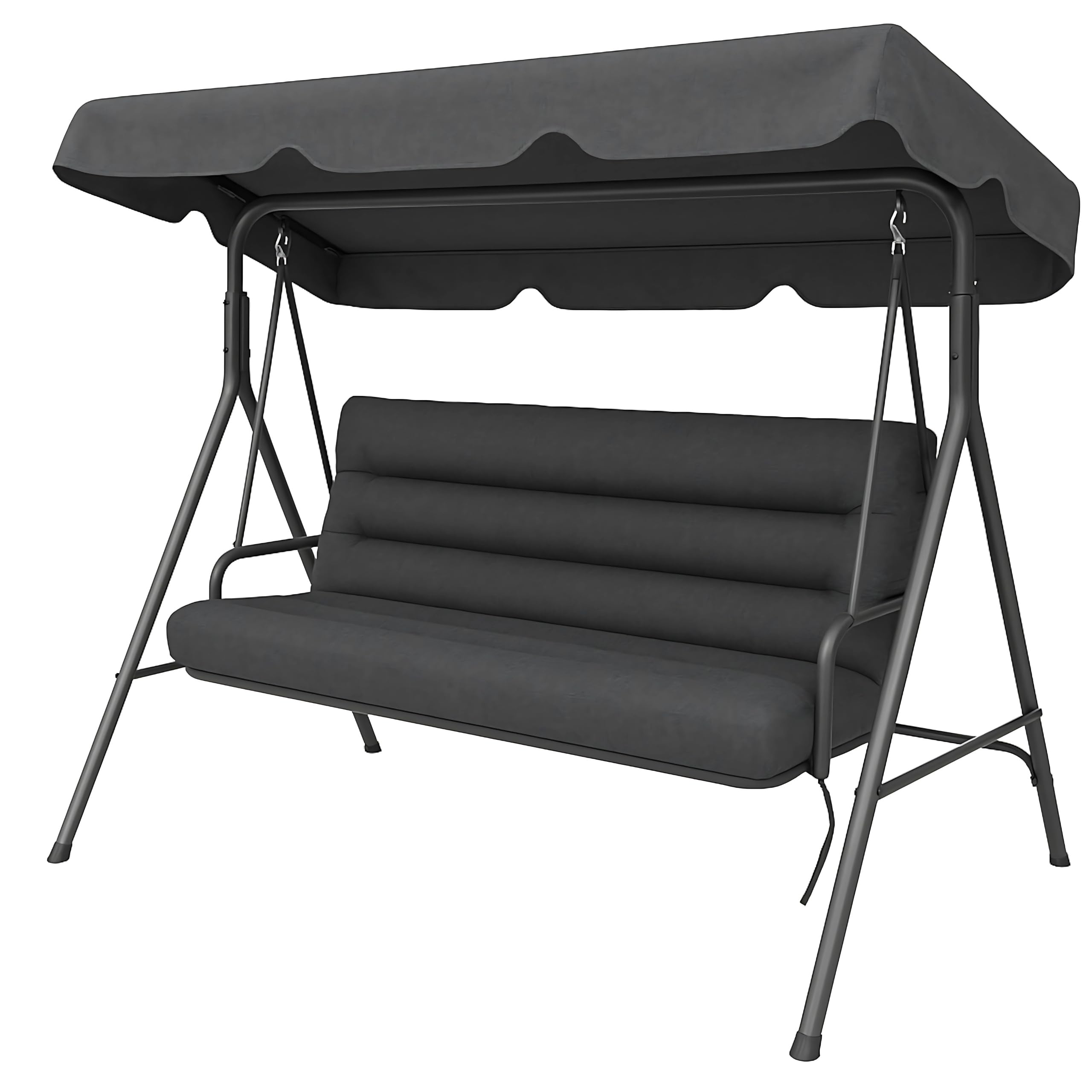 PillowPrim Wasserdicht Dach für Hollywoodschaukel - Hollywoodschaukel Dachbezug - 2-3 Sitzer, UV-Schutz Sonnendach, Gartenschaukel-Überdachung, Wasser- und staubdicht - 120x215 cm - Graphit