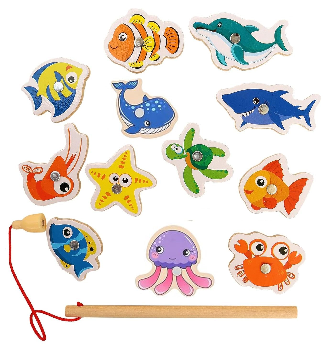 Fishing Game for Kids Wooden Magnetic Fish Catching Game Toy Set - 12 pcs (B07M73X5HK) Amazon Price History, Amazon Price Tracker