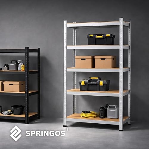 SPRINGOS Étagère de garage en métal 90 x 180 x 40 cm 5 étagères Argenté - 6