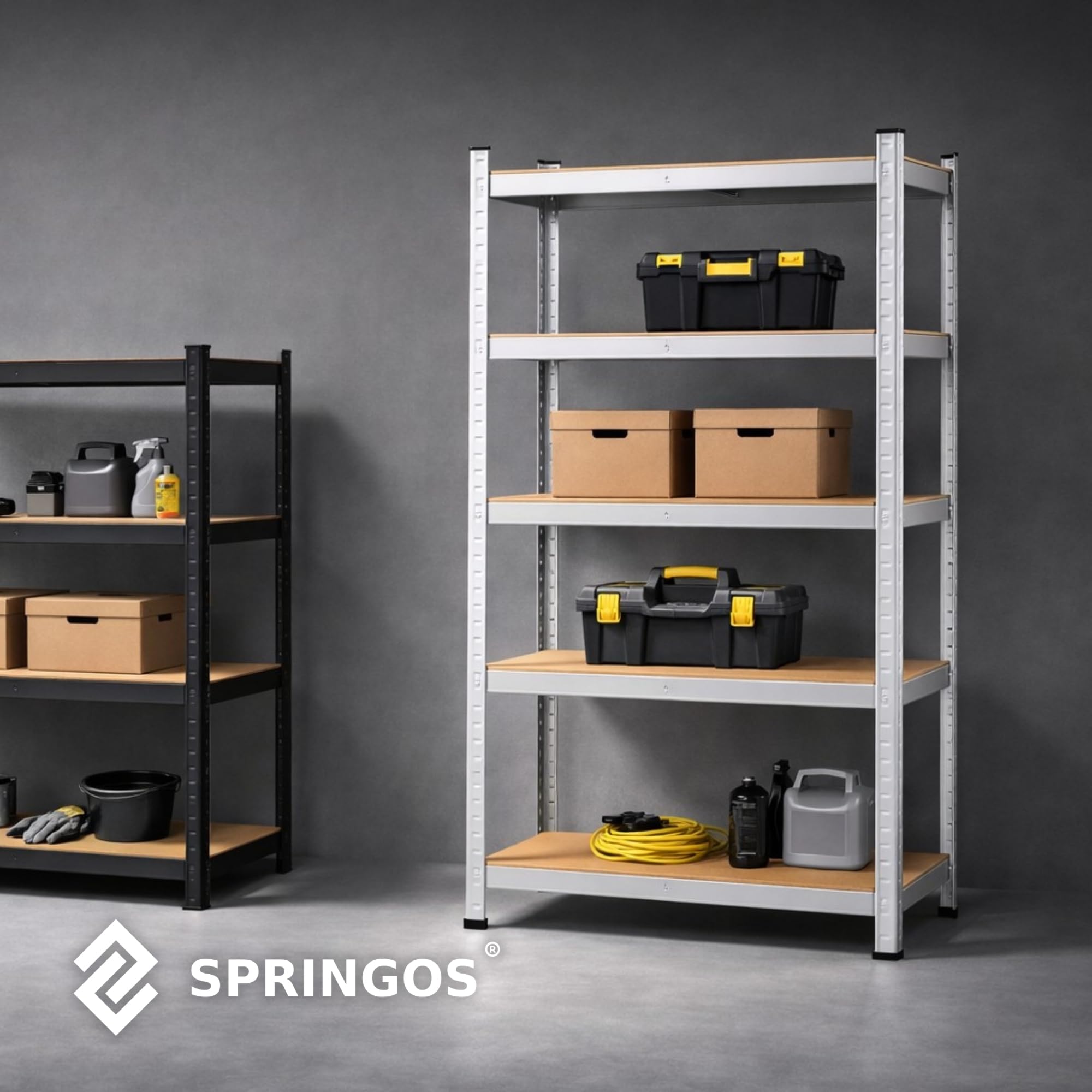 SPRINGOS Étagère de garage en métal 90 x 180 x 40 cm 5 étagères Argenté