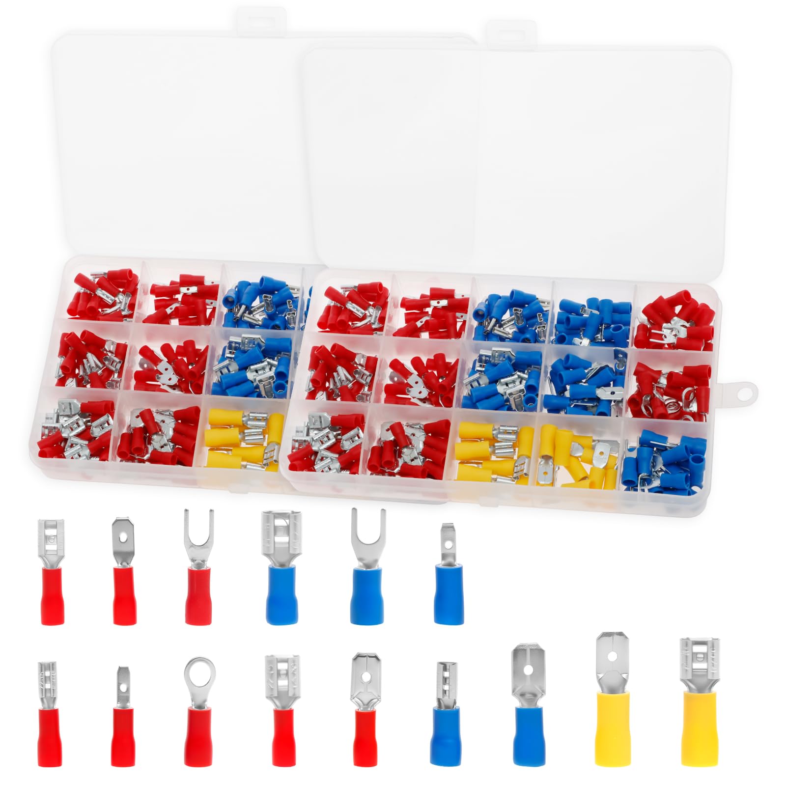 280Pcs Wire Connectors Kit, Flame Retardant Electrical Connectors Kit, Male and Female Spade Connector, High Safety Insulated Crimp Terminals Firm for Boat, Spade Ring Fork Wire Terminal