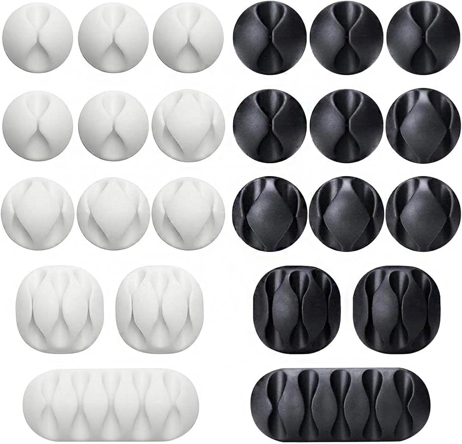 24 Pieces Adhesive Cable Clips Viaky Wire Management Desk Cable Organizer Cord Clips Cable Holder Clamps - Home, Office, Cubicle, Car, Nightstand, Desk Accessories-Black and White