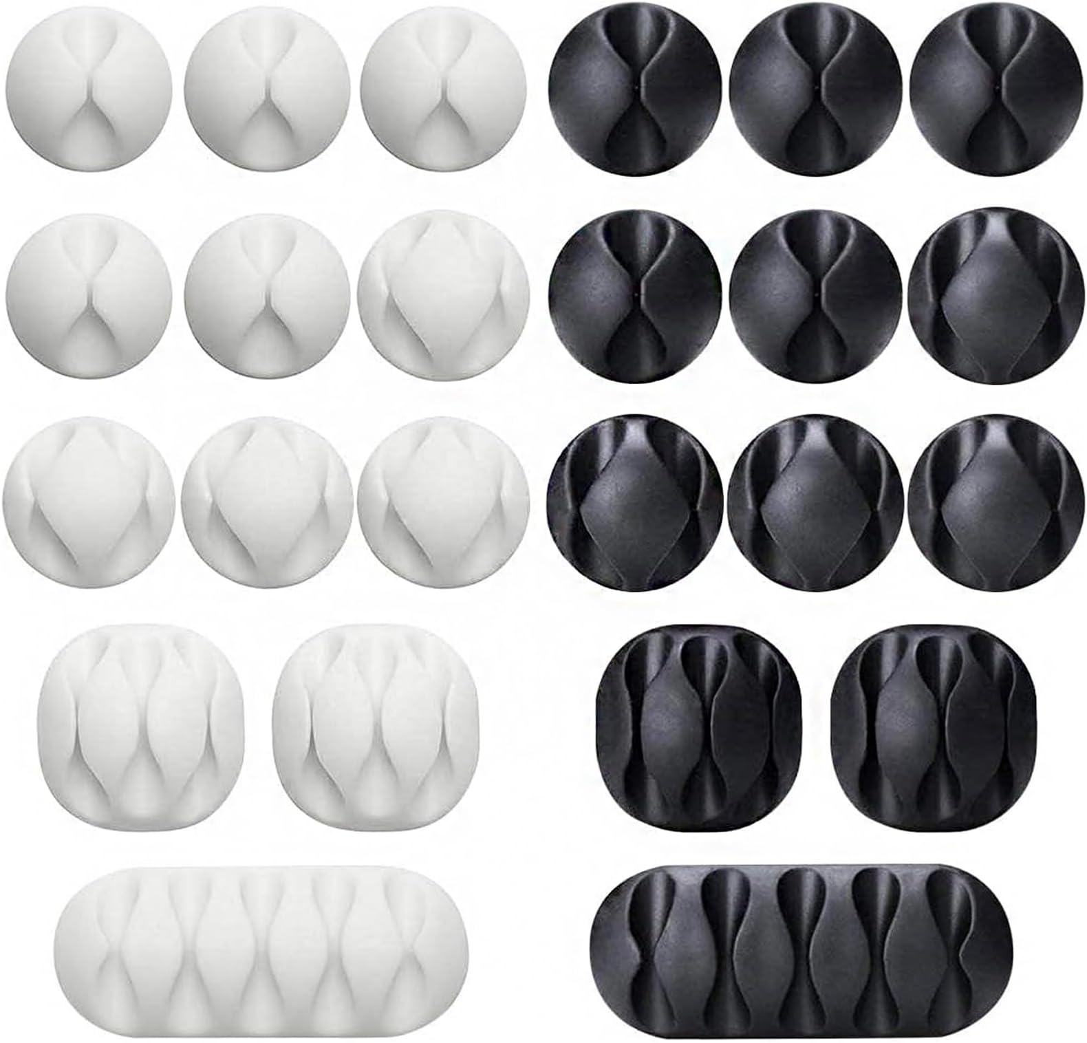 24 Pieces Adhesive Cable Clips Viaky Wire Management Desk Cable Organizer Cord Clips Cable Holder Clamps - Home, Office, Cubicle, Car, Nightstand, Desk Accessories-Black and White