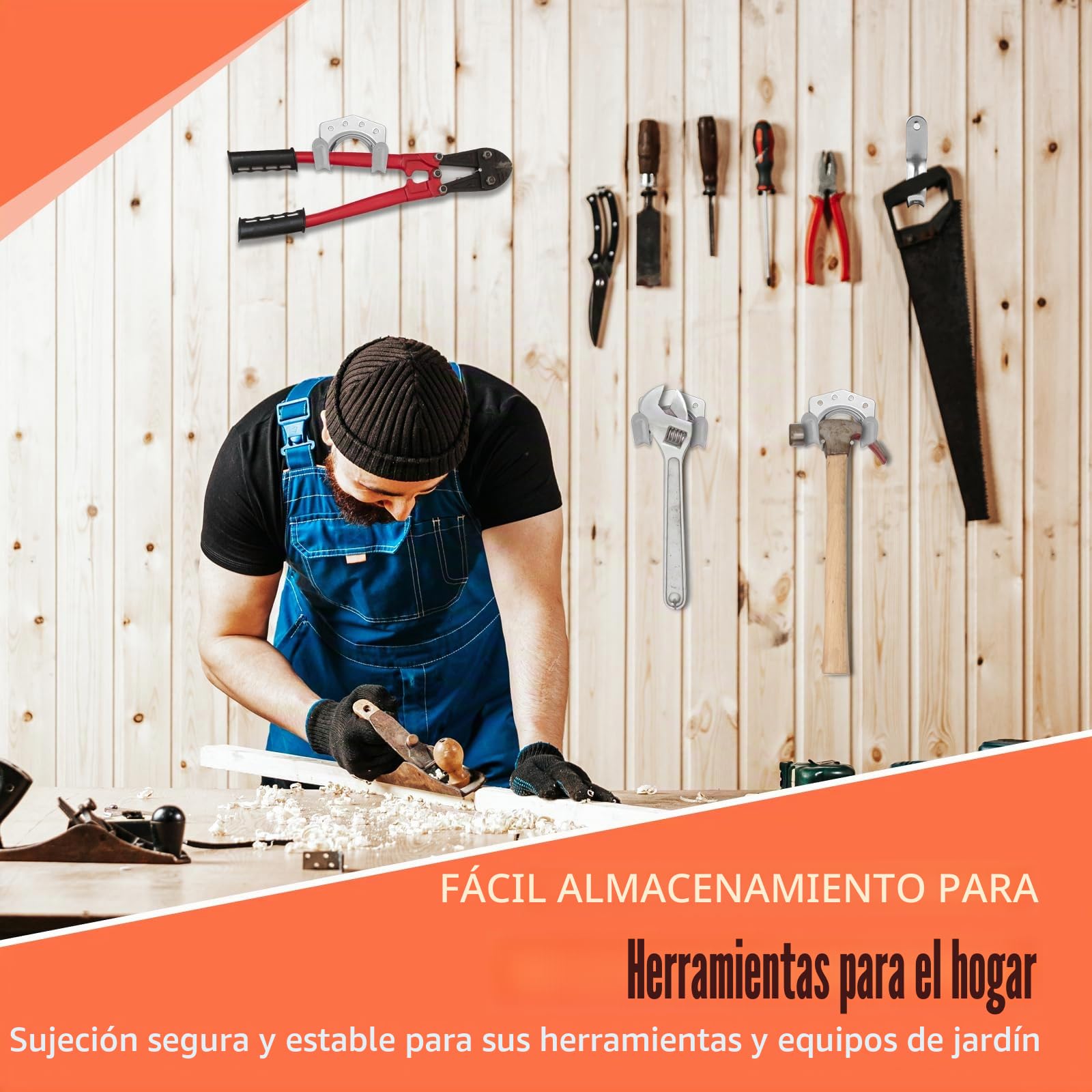 Paquete de 18 Ganchos Portuherramientas de Jardín, Soporte de Gancho Simple/Doble para Cobertizo, Jardín, Bicicleta con 30 Tornillos, 1 Destornillador (Plateado)