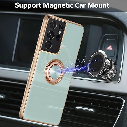 Miniatura 2 de EYZUTAK Funda magnética galvanizada para Samsung Galaxy S20 FE 5G, 360 grados con rotación de metal, soporte magnético para anillo de dedo para