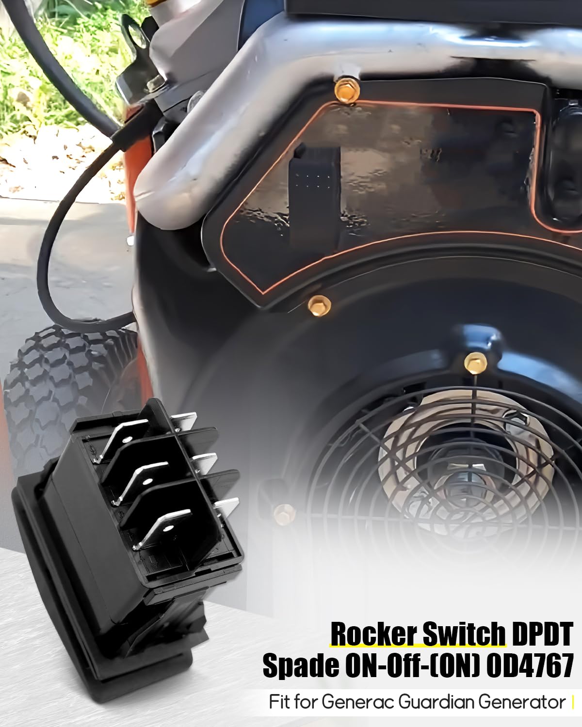 0D4767 Generator On-Off-(ON) Rocker Switch Fit for Generac GP15000, DPDT Spade