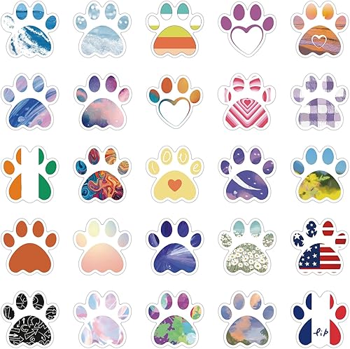 Miniatura 2 de Calcomanías con estampado de patas, paquete de 120 piezas de lindos animales de gato de dibujos animados | Cool Colorful Deacls Graffiti vinilo PVC
