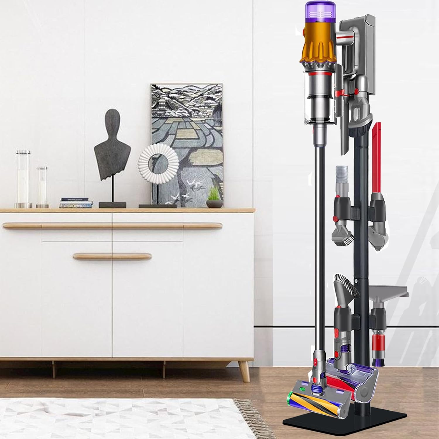 Lasvea Vacuum Stand Compatible with Dyson V7 V8 V9 V10 V11 V15 Gen5(Max.11 Accessories),Metal Storage-Bracket-Stand-Holder-Organizer,Easy-Access Storage Docking Station