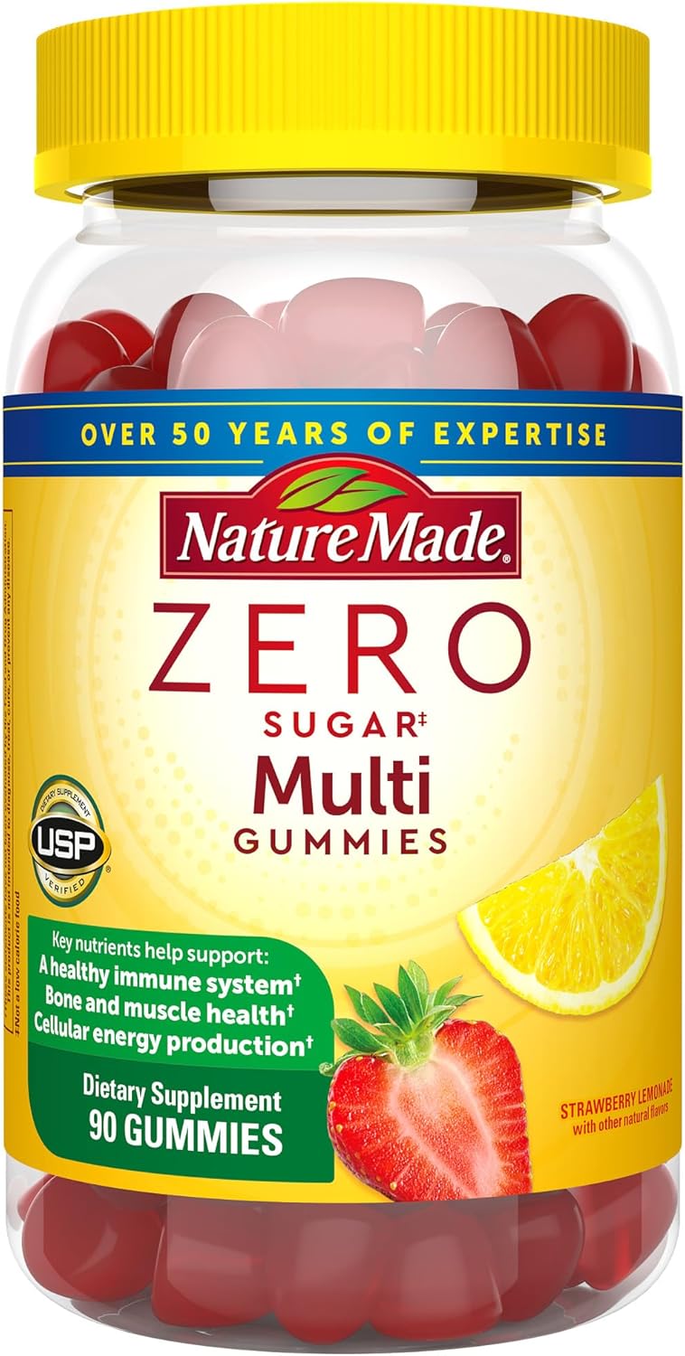 Nature Made Zero Sugar Multivitamin Gummies, Daily Nutritional Support Vitamin Supplements, 90 Sugar Free Gummies, 45 Day Supply Nature Made Zero Sugar Multivitamin Gummies, Daily Nutritional Support Vitamin Supplements, 90 Sugar Free Gummies, 45 Day Supply