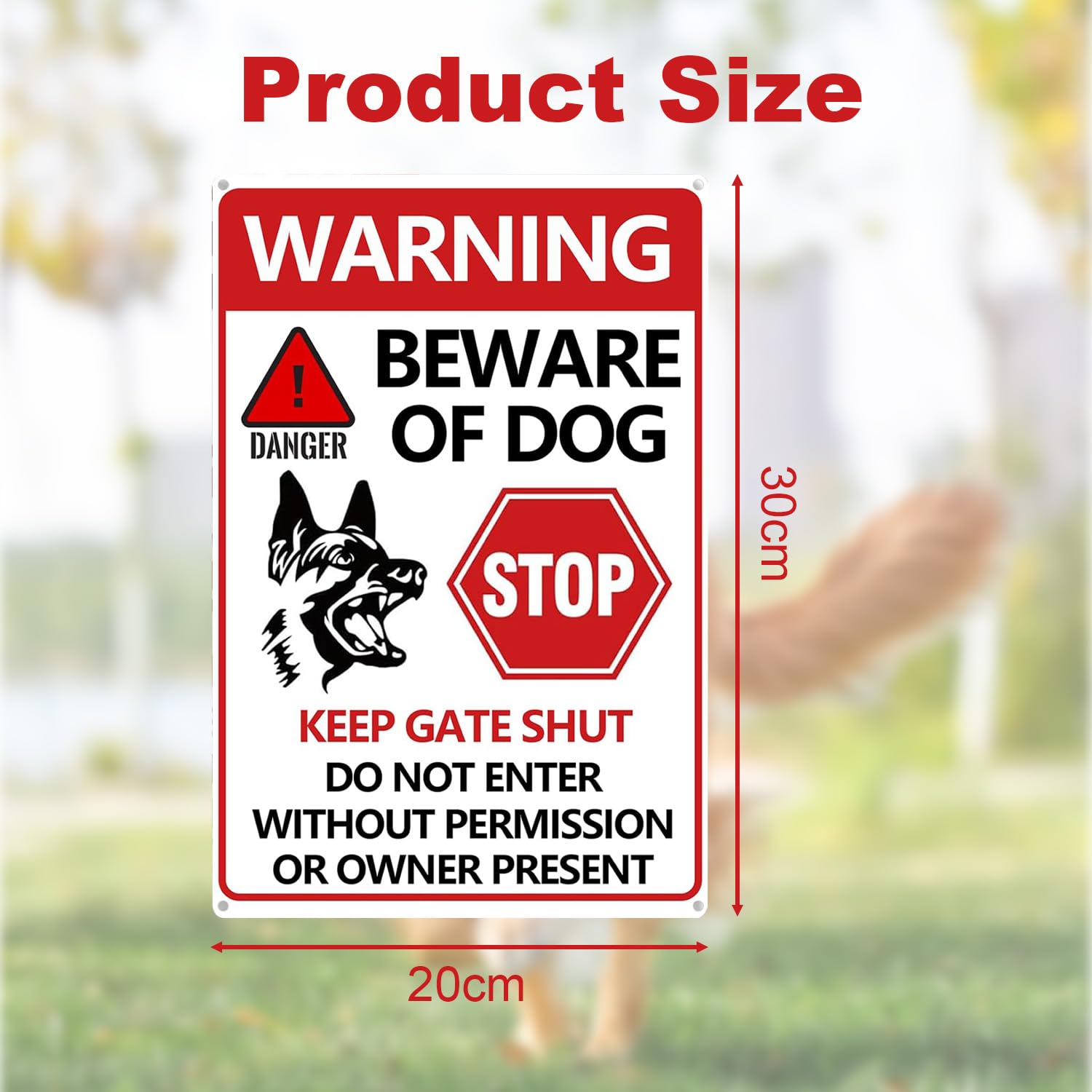 Beware of Dog Sign 2 Pack, Dog Warning Tin Signs Rust Free Fade Resistant UV Protected Reflective, Multicolor - Image 2