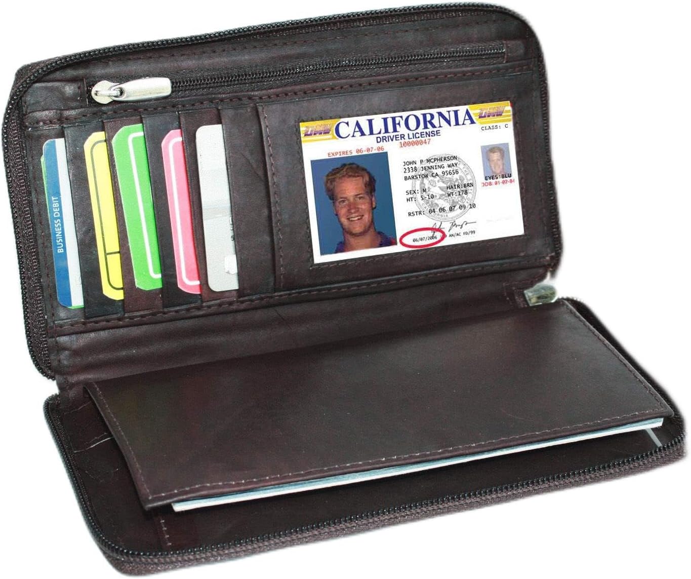 Sale ! Men Lady ID Credit Card Checkbook Cover Wallet Zip Around Holder Genuine Leather