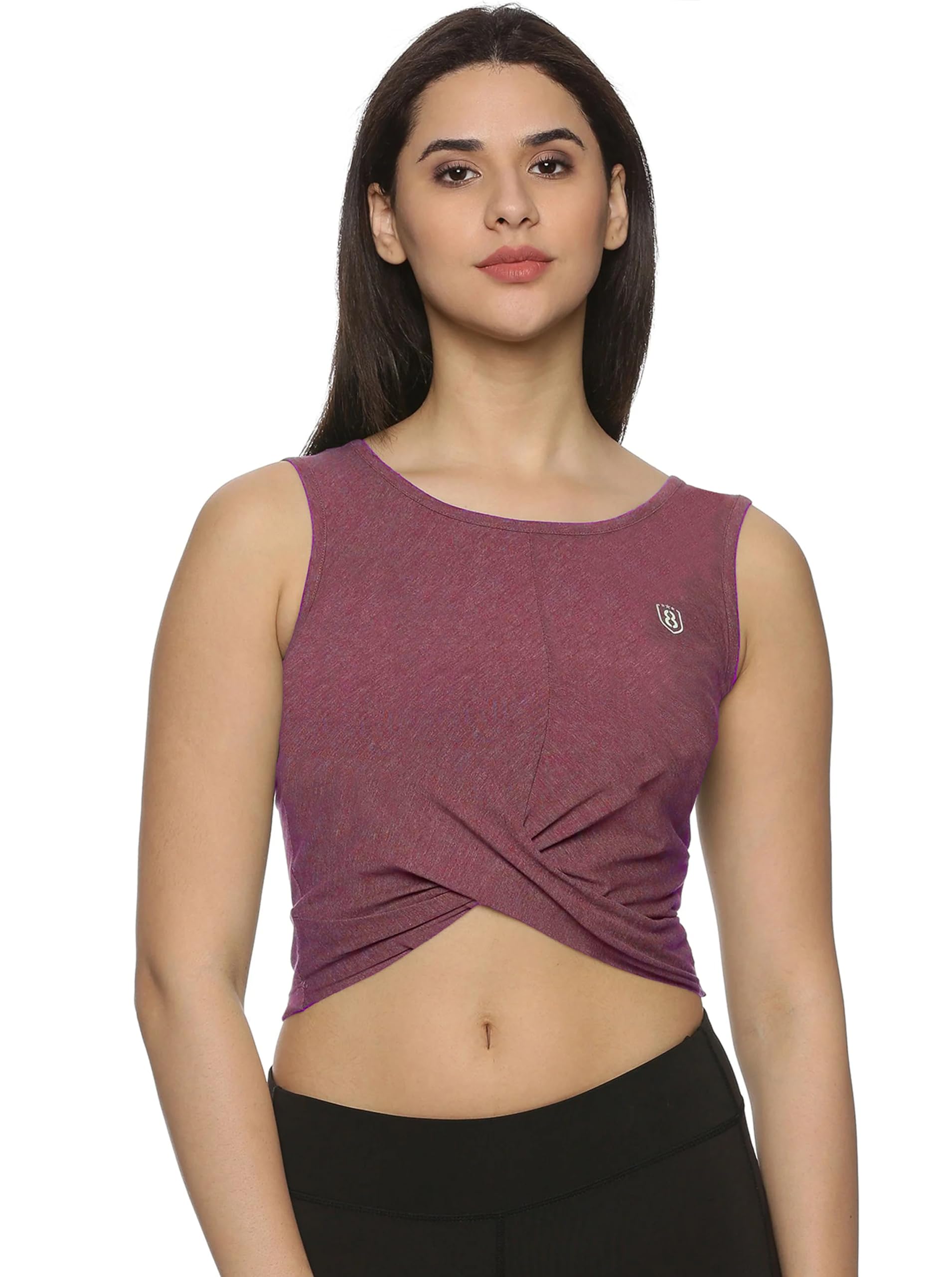 domin8 Women UPF Sun Protection Eco Friendly Yoga Sleeveless Cross Crop Tank Top (in, Alpha, M, Regular, Forest Green)-picture-49