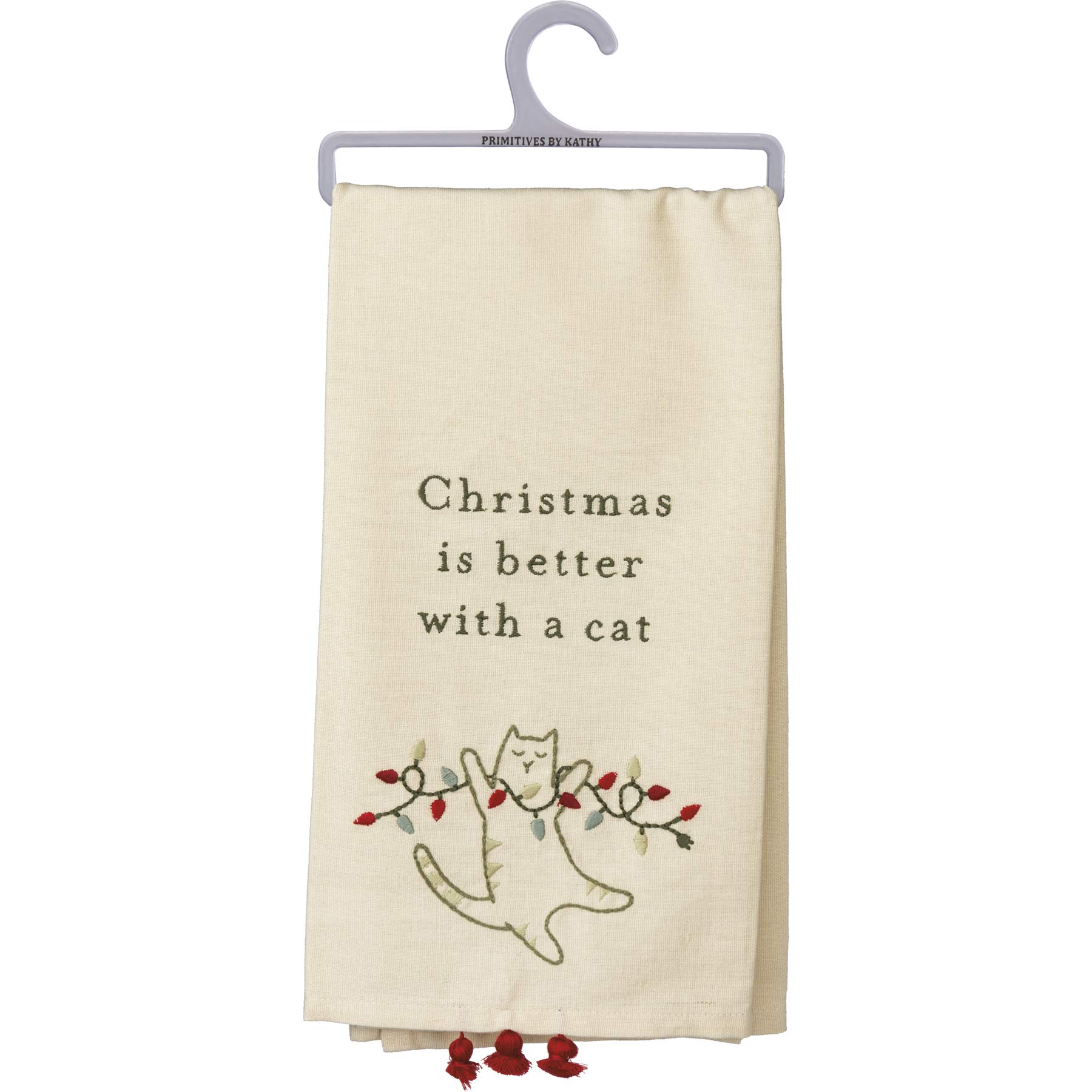 Primitives by KathyKitchen Towel - Christmas is Better with A Cat