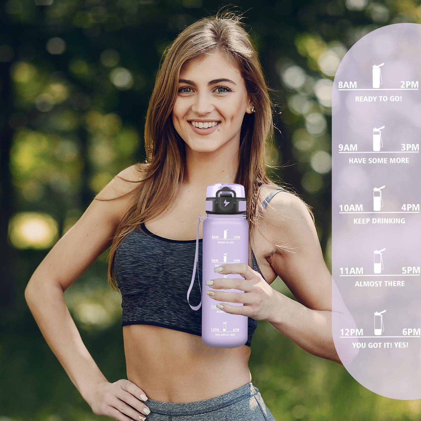 Borraccia 1 Litro, Borraccia Sportiv e Orari per Bere, 1L Boraccia Palestra Motivazionale, Borracce a Prova Di Perdite per Palestra, Scuola, Yoga