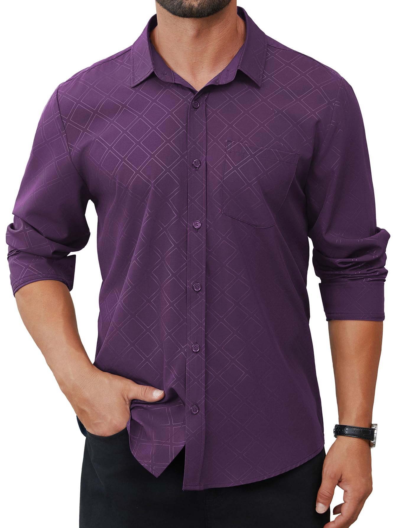 Mens Dress Shirt Long Sleeve Business Casual Button Down Shirts Men with Pocket Fall Winter