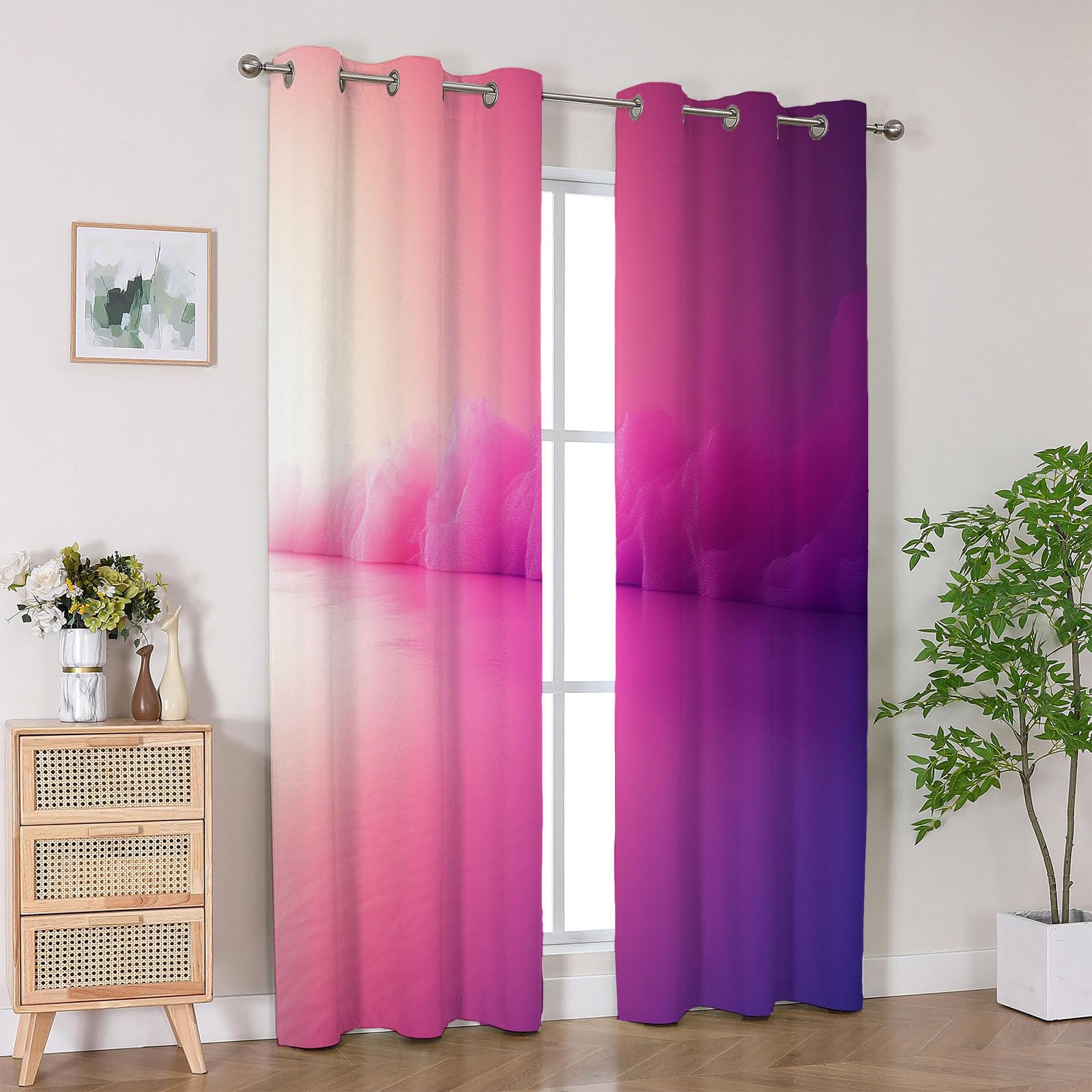 Blickdichte Vorhänge, Sanftes rosa Abstrakt Abstrakt Luxus Modern Muster Gardinen, für Wohnzimmer Schlafzimmer-H180 x B140 cm (2er Pack)