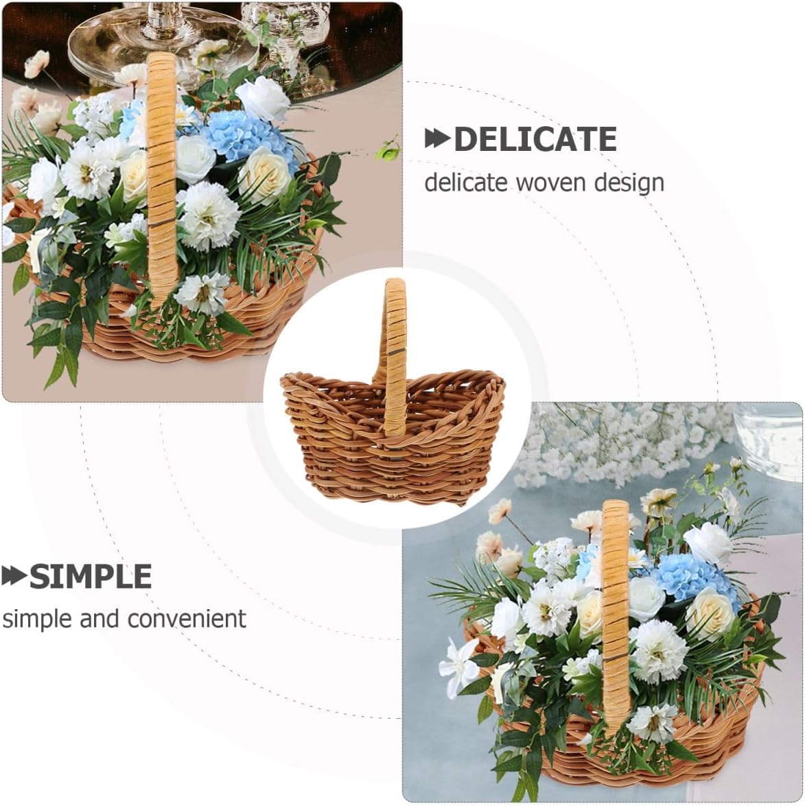 Ipetboom 4pcs Mini Woven Baskets With Handles - Small Rattan Flower Basket for Dollhouse Decor Wedding Party Diy Crafts Rustic Table Centerpiece