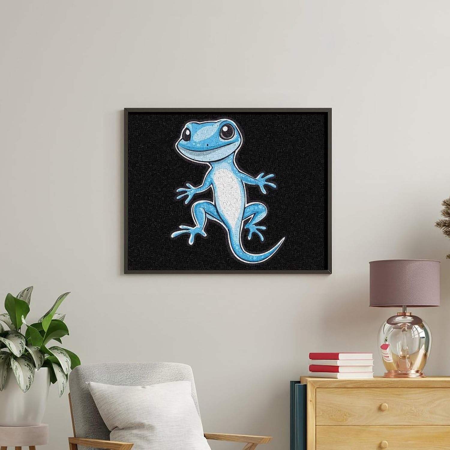 Blue Gecko Paint by Numbers for Adults DIY Oil Painting Kit Digital Paintings on Cotton Abstract Artwork 22x18 Inch