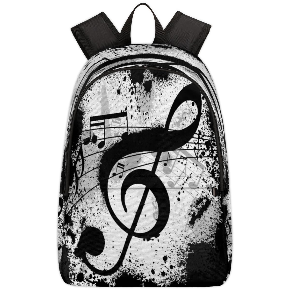 TropicalLife Noten-Rucksack für Herren, Damen, Mädchen, Jungen, Kinder, schwarz, Musiknoten, lässiger Rucksack, 17,4 l, Rucksack, Schule, Büchertasche, Reisen, Laptop-Tasche, Tagesrucksack, farbig,