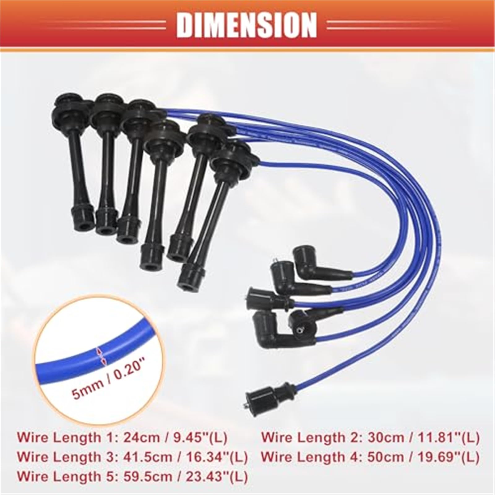 Przewody cewek zapłonowych do świec zapłonowych, kabel 5 mm, do Mitsubishi, Montero Sport Montero 3.5L 3.0L 1997-2008 nr MD338249 Opakowanie 6 szt. Przewód zapłonowy do samochodów