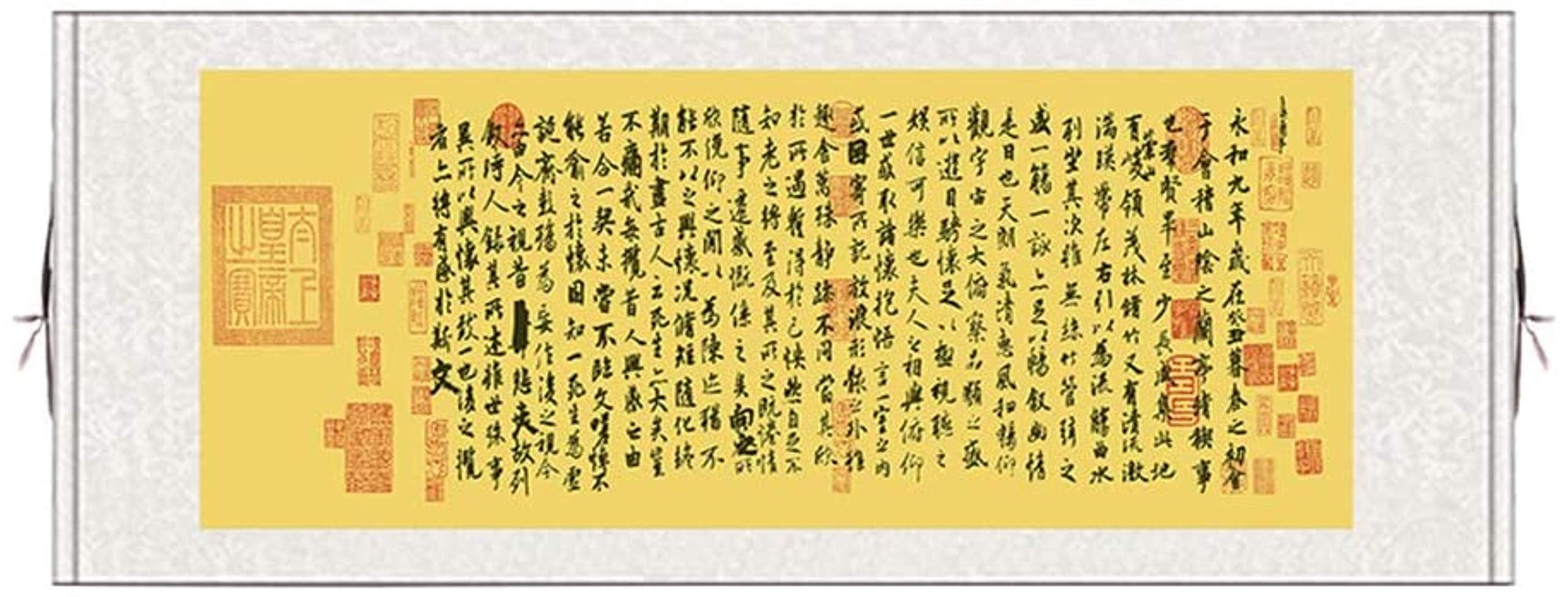 Vrfvsdasaas One Color Chinese Wall Art, Prints Canvas Scroll Paintings Style Famous Chinese Calligraphy Lanting Xu Art Wall Hanging Silk Painting