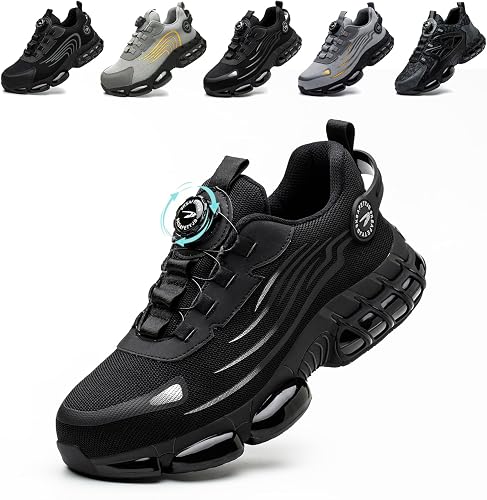 Zapatos de Seguridad para Hombre Mujer Zapatillas Calzado Trabajo Ligeros Comodo Antideslizante con Puntera de Acero 36-46 EU
