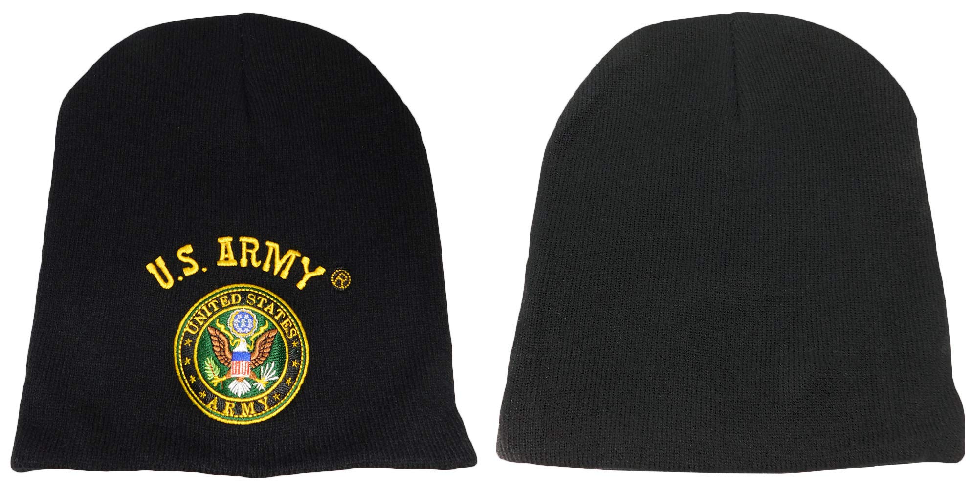 U.S. United States Army Green Emblem Black Embroidered Winter Beanie Skull Cap Hat