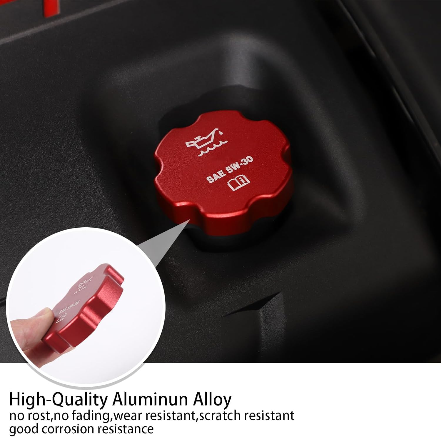 PIUGILH Car Engine Oil Cap Radiator Cap Brake Fluid Cap Cover Fit for C6 Corvette 2005-2013 Accessories, Aluminum Alloy Car Engine Bay Cap Cover Kit Protection Cover Trim, 5Pcs