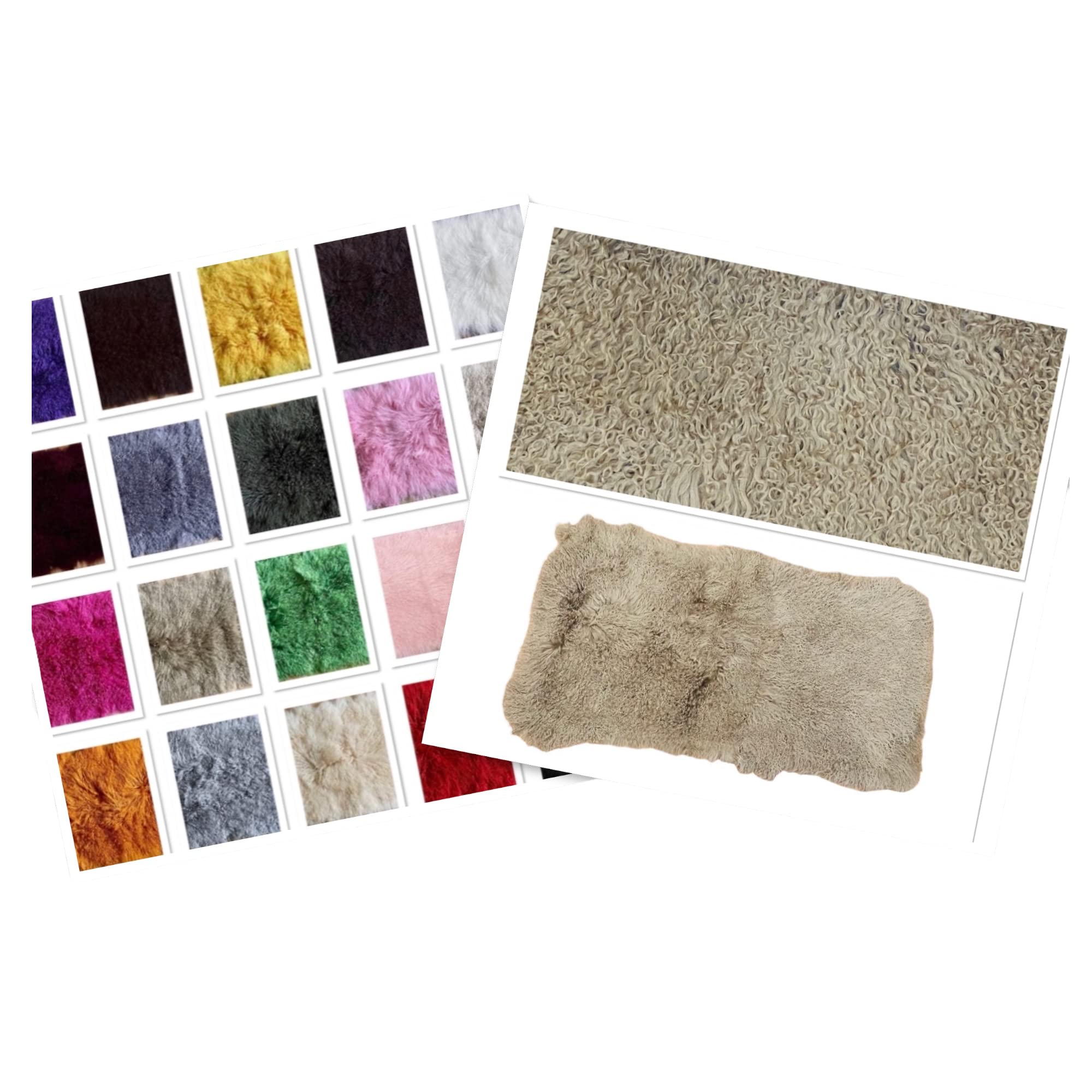 Plato de piel de oveja mongol – cordero tibetano, tamaño: 120 cm de largo – 55 cm de ancho * cosido a mano, increíblemente suave y esponjoso con un rizado natural. (camello)