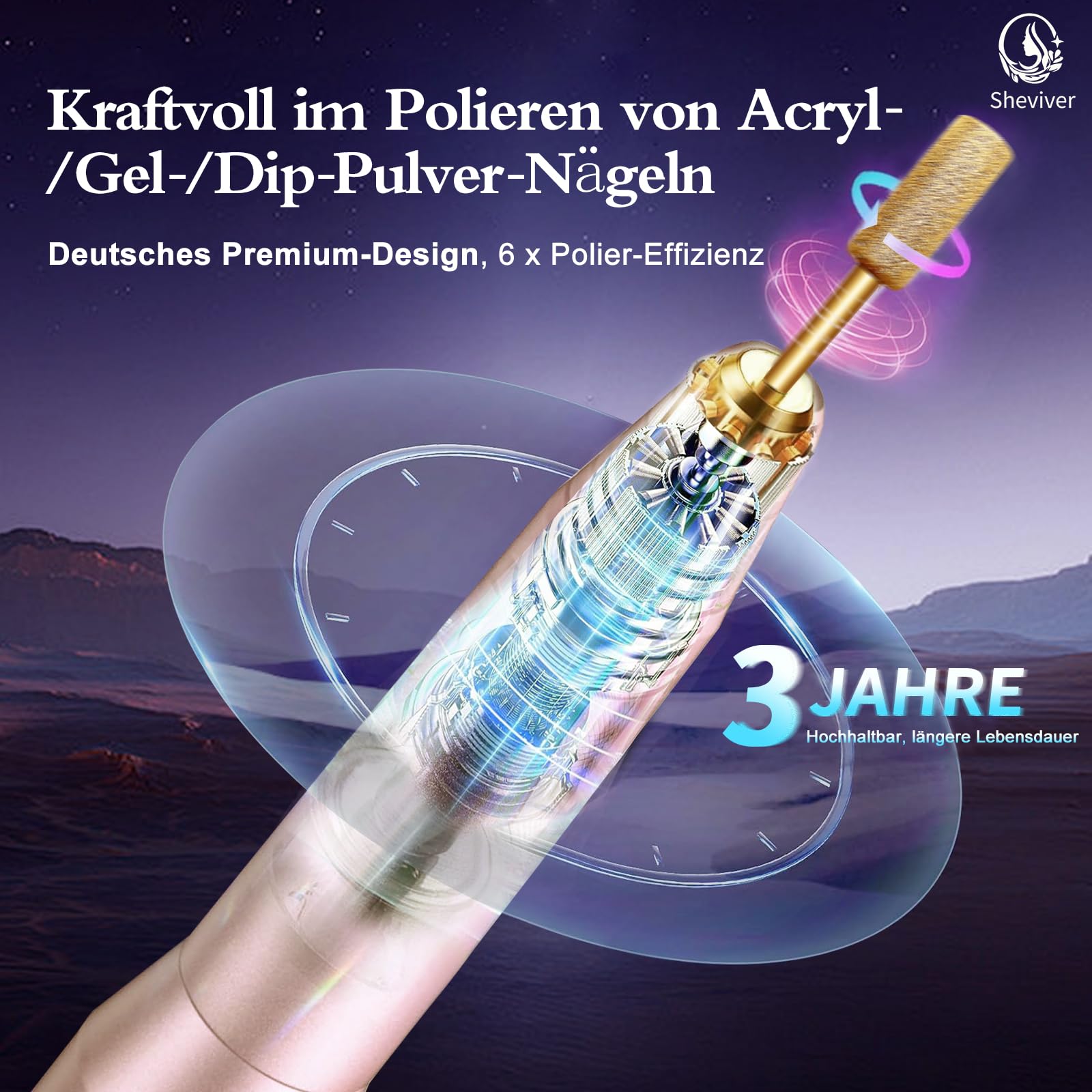 Nagelfräser, Elektrische Nagelfeile für Acryl und Gelnägel, Professionell Nagelfräser, Efile Maniküre und Pediküre Set mit goldenen Nagelfräserbiten für Home Salon Gebrauch