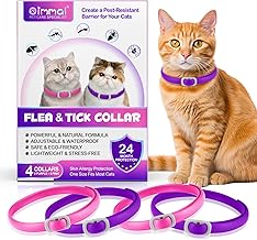Pesticide Collar for Cats, 4 Pieces, Waterproof Flea and Tick Collar for Cats, Adjustable Flea Collars for Cats 48 cm, 4 x 6 Months Effective Protection