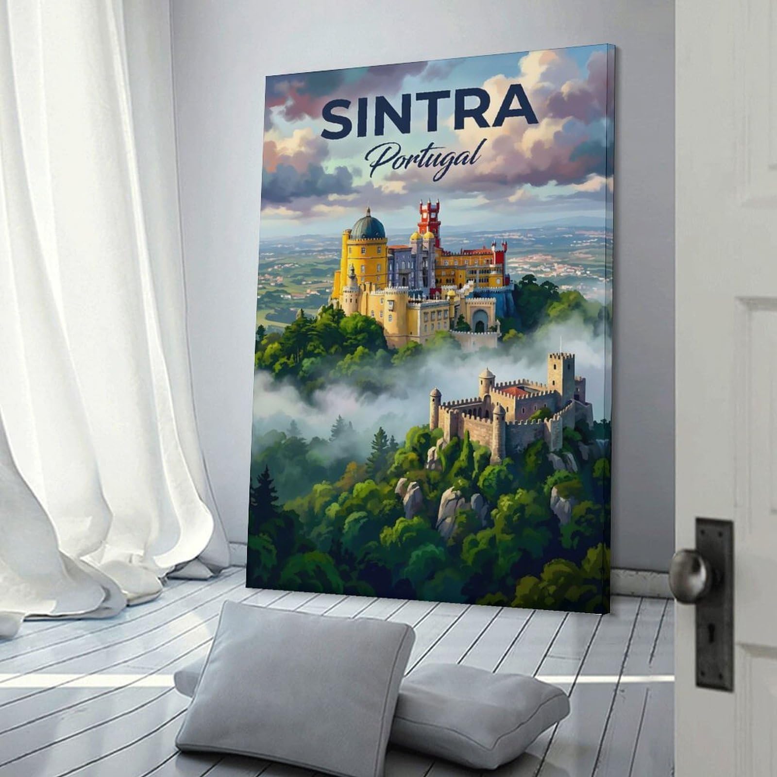 Junmoney Sintra Portugal Palaces Wall Picture Print 20x30inch(50x75cm), for Corridors, Hallways Or Apartment Entries, Decorative Canvas Styling for Entry Areas