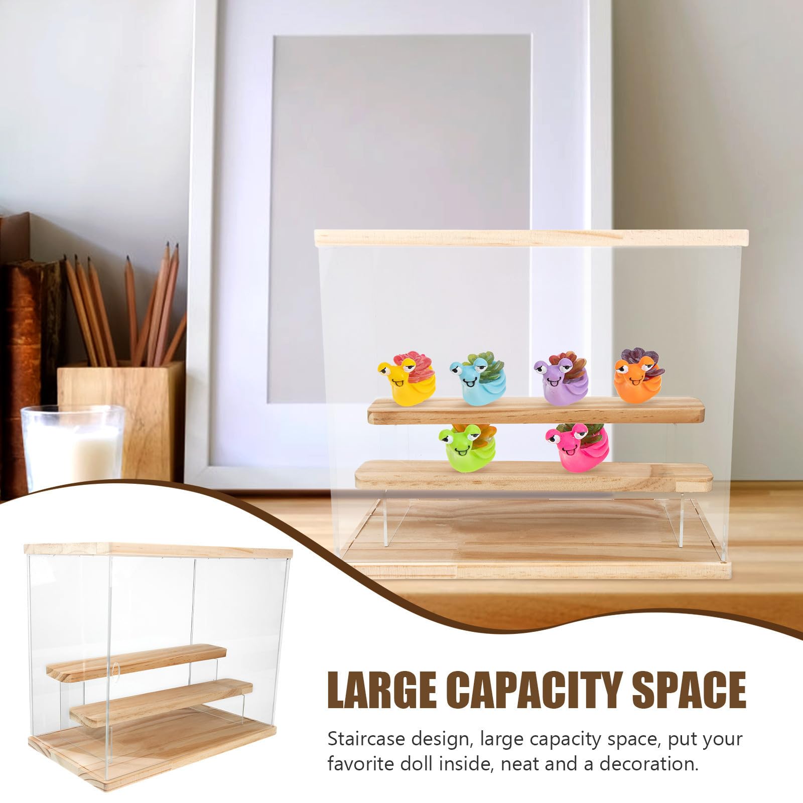 LABRIMP Organizador de Colección de Acrílico Gran Capacidad y Diseño Simple Vitrina 3 Capas para Figuras y Muñecas para Exhibición y Decoración