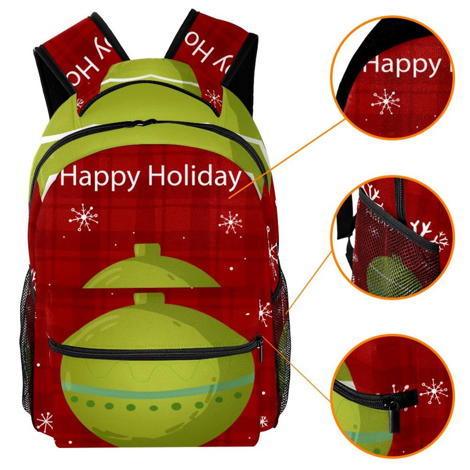 Zaino scolastico per uomini e donne, borsa per laptop da viaggio per le vacanze di Natale, zaino leggero per università, zaino casual per libri