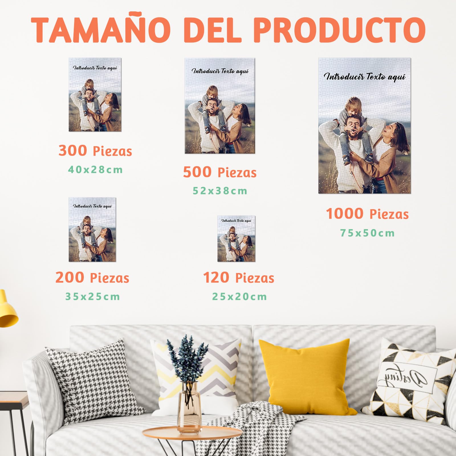 Puzzle Personalizado con Foto y Texto - Puzzle Foto Personalizado 1000 500 300 200 120 Piezas, Rompecabezas de Madera Personalizable con tu Propia Imagen, Regalo para Familiares/Parejas
