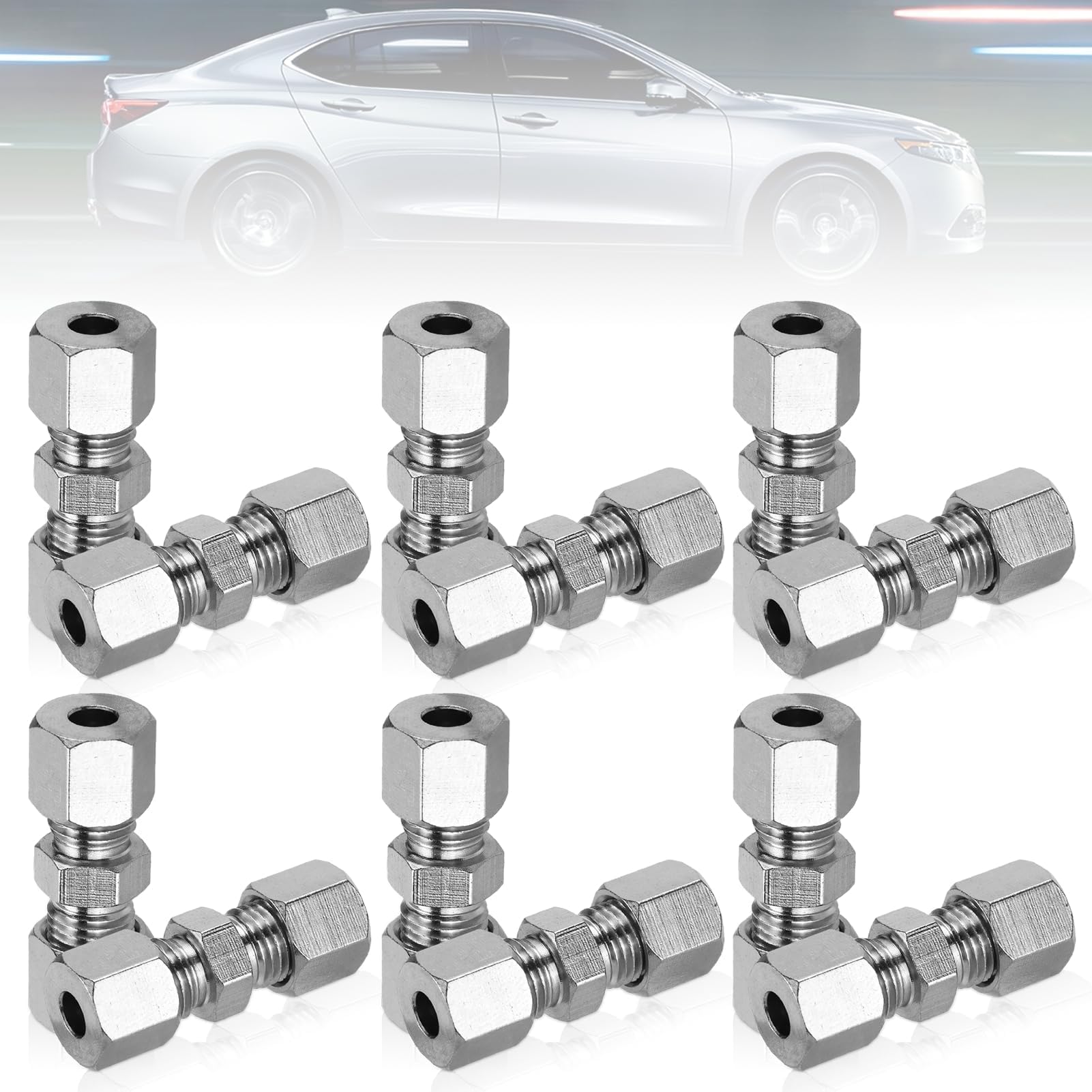 12 Piezas Conector de Línea de Freno, 4,75mm Conectores Universales de Línea de Freno, 3/16" Cobre Conector de Línea, Accesorio de Tubería de Freno, para Línea de Freno Sin Abocardar