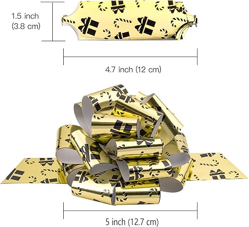 Miniatura 7 de LeZakaa 12 piezas de moños navideños con cinta - Diseño de jengibre negro y dorado - Perfecto para envolver regalos, floristería, ramos, cestas