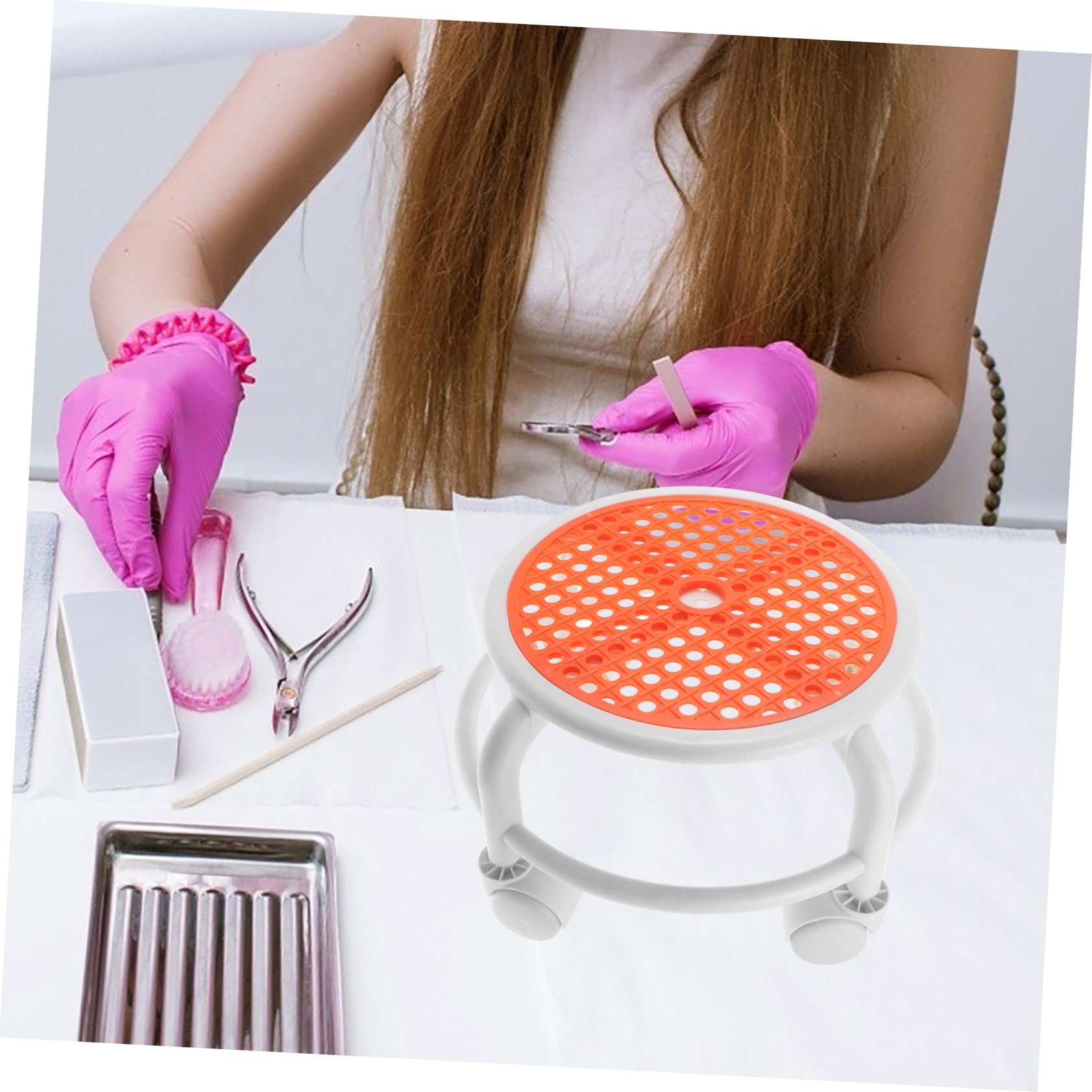 Ipetboom Sgabello Basso Girevole Ruote per Pedicure e Manicure | Sedile Massaggiante, Rullo per Piedi Pedicure, Poggiapiedi Estetista, Uso in Salone