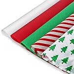 Blisstime Christmas Tissue Paper Gift Wrapping Paper, 120 Sheets, 13.5 X 19.5, White, Red, Green, Red Stripe, Christmas Trees Design