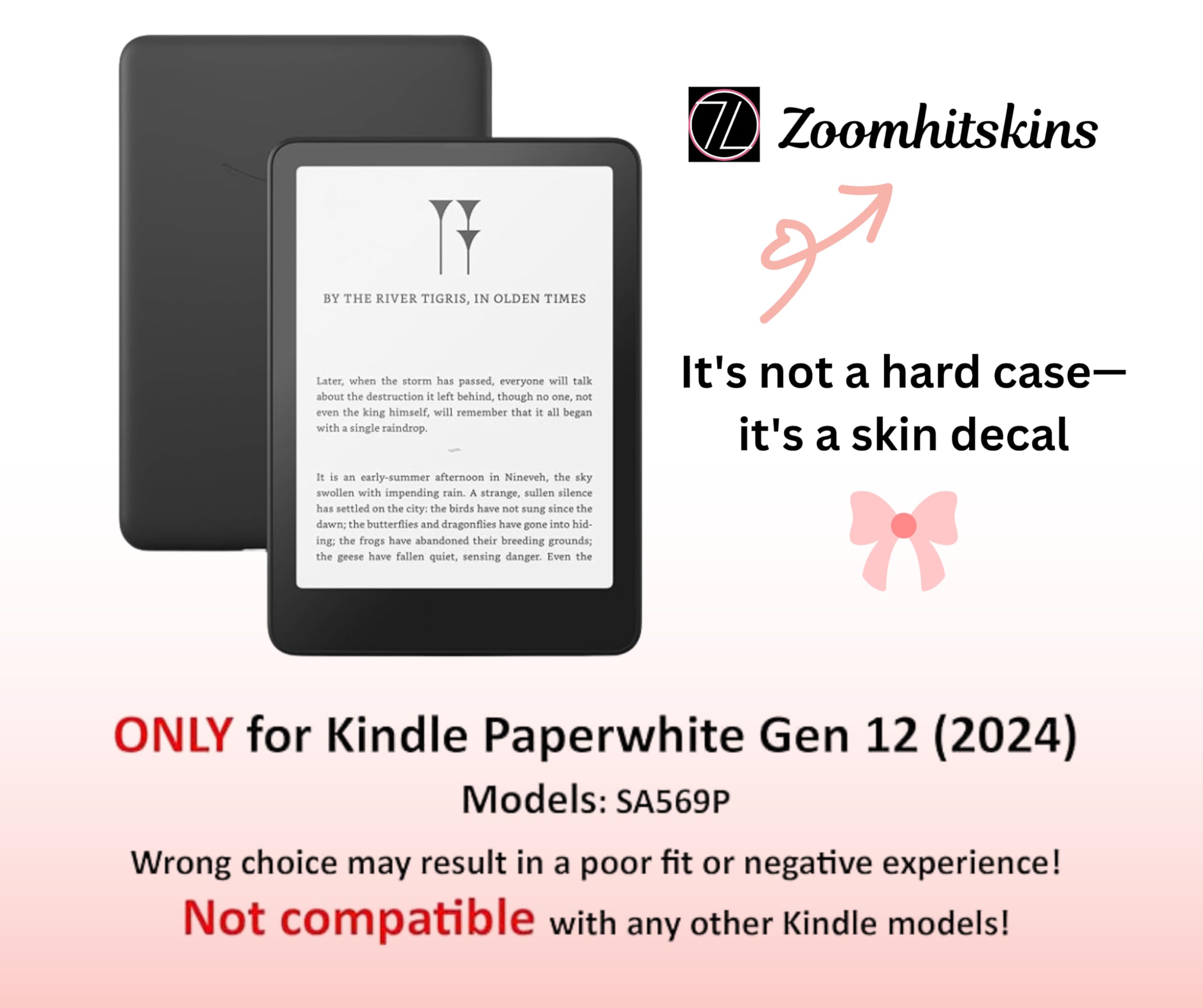 ZOOMHITSKINS Kindle Skin Compatible with Kindle Paperwhite Gen 12 (2024), Plain Solid Color Dark Deep Forest Green Emerald, Easy Bubble-Free 3M Vinyl Skin Decal Accessories, Made in The USA