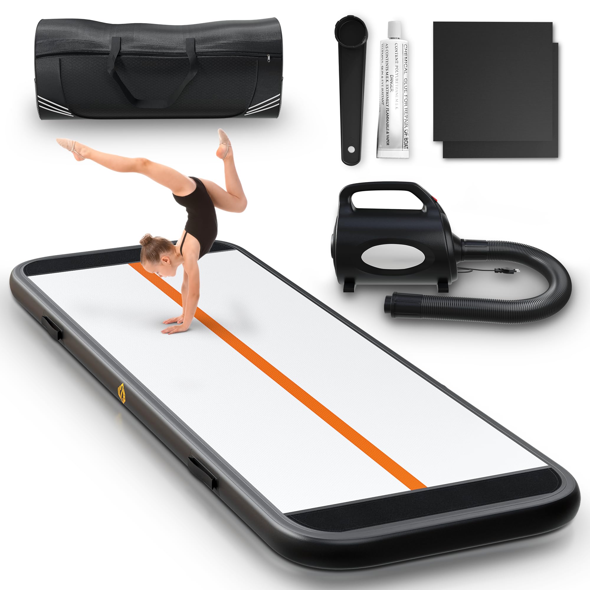 Unique28 Inflatable Gymnastics Mat - 4" Thick Waterproof Air Tumbling Mat with Electric Pump - Tumble Track Mats for Gymnastics, Cheerleading, Yoga, Parkour - Cheer Mats for Tumbling for Home, Outdoor